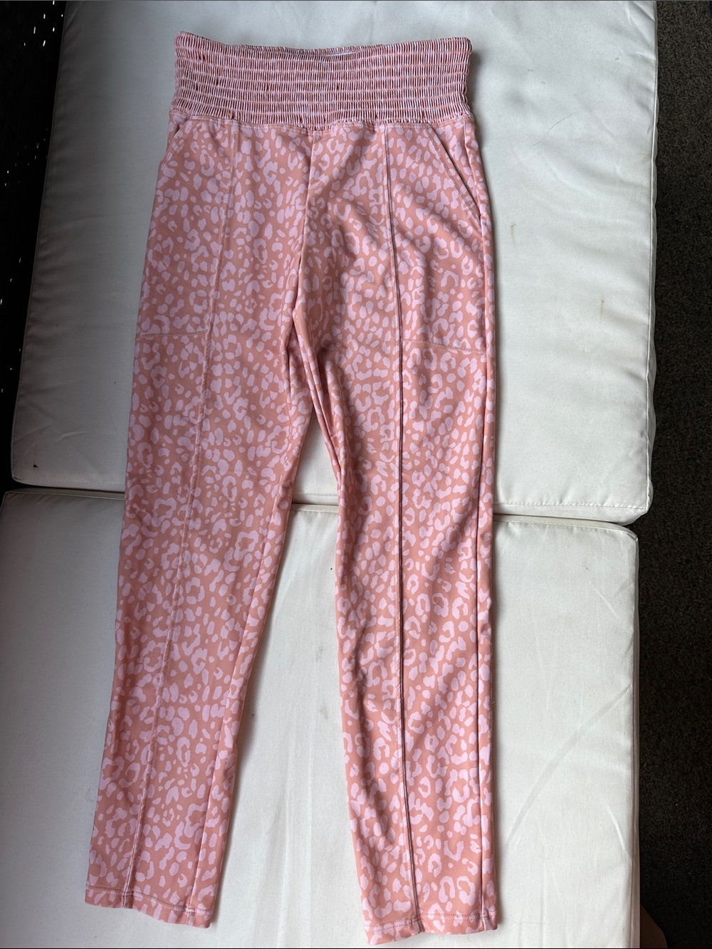 Maurices Pink Leopard Print Smocked Waist Leggings